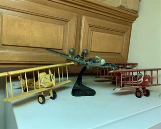 Wood bi-planes and plastic Flying Fortress