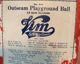 Rare Slim Sporting Goods Company box with ball inside -softball size