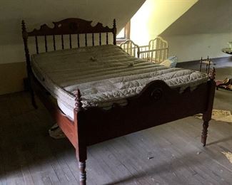 Antique Double Bed, Spindle Headboard