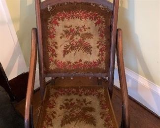 Antique Chair, Tapestry Seat and Back