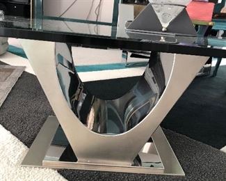 Large Glass Top Coffee Table with Silver Base 