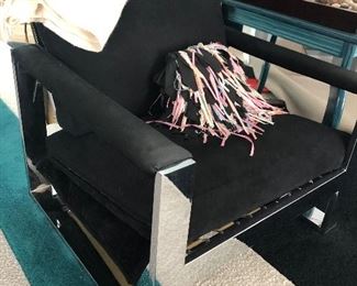 Black and silver arm chair BUY IT NOW $200 attributed to Milo Baughman