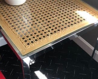 Retro Chrome and Rattan Side Table Buy it NOW