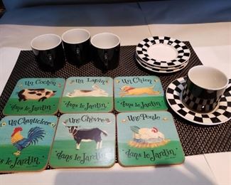 Americano coffee set and 6 fun coasters
