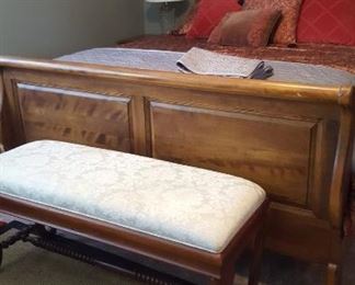 Ethan Allen sleigh bed & bench