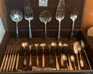 CLEARANCE !  $12.00 now, was $40.00......Assorted Plated Silverware Serving Pieces with box  (M140) 