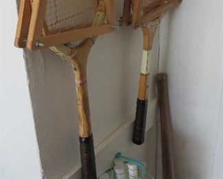 Vintage tennis racquets, badminton