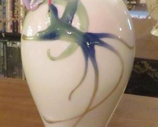 Franz porcelain iris hummingbird vase