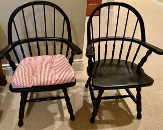 2 Windsor Solid Wood.  rounded back Chairs 
Seats 25w x 17” h from floor. $45 Ea. 