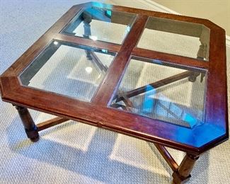 Cherry Coffee Table with glass inserts
38sq x 17 high. $50