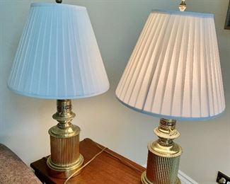 Vintage Brass Lamps 
27 h x Base 6.5 round, shade 14” Rnd 
Beautiful condition $35ea; both for $60