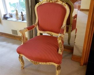 One of two French armchairs