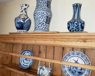 Blue and white Chinese porcelains
