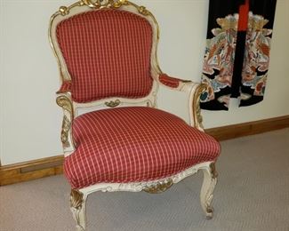 One of two French armchairs