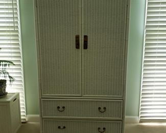 Wicker television armoire