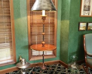 Iron and leather top table/floor lamp