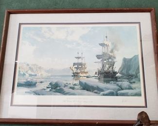 John Stobart "Whaling in the Arctic" framed signed and numbered print 685/850