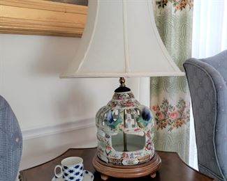 Chinese porcelain birdcage lamp