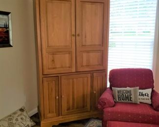 Pine television armoire