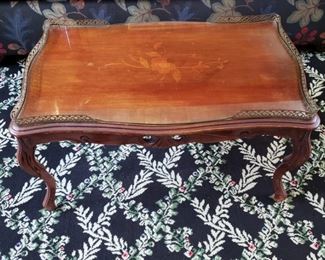 Antique mahogany inlaid gallery trim coffee table