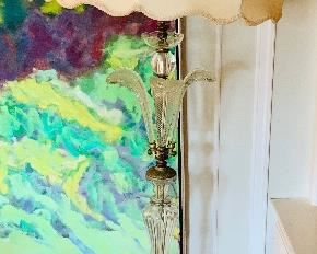 Second view: Murano glass floor lamp. 68"H. AS IS