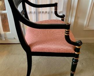 Side View: Black and gilt chair in regency style
