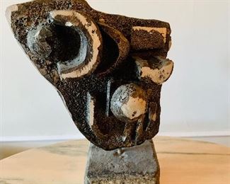 Additional View: Metal sculpture on square base.  12"H x 4.5"W x 4.5"D