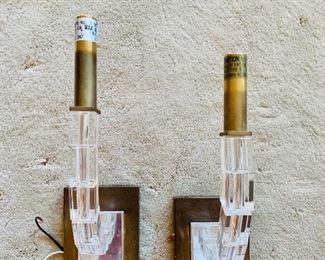 $250 Pair of sconces ; each arm is 13" H and wall bases are each 4.25" x 5.75" 