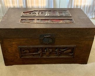 $125;  Chinese carved box; 20Wx12Dx11H