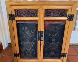 $200; Chinese cabinet/ side table. ;20.5" W x 27.5" H x 11.25" D 