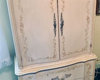 $350 Vintage Henry Link painted armoire ; 39.5" W x 61" H x 19.5" D