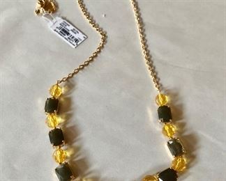 $20; Kate Spade necklace with green and topaz colored stones/beads.