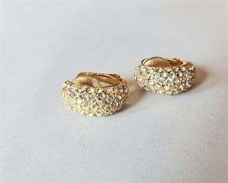 $30; Christian Dior pavé rhinestone clip-on costume earrings; 3/4" long