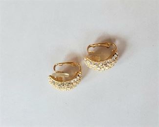 Detail; Christian Dior pave clip on earrings