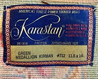 Detail; Karastan Green Medallion Kirman