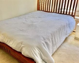 $295 Queen teak bed (mattress not for sale)