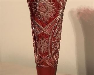 SALE $35 Cranberry Cased Crystal 24” Vase $45