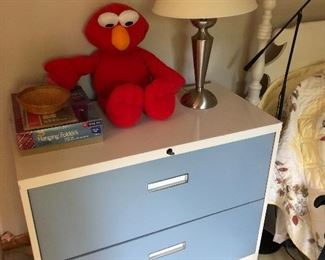 Lateral two-drawer filing cabinet.