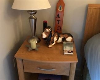 Wood side table or nightstand.