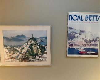 Lots of framed artwork, both originals and prints.