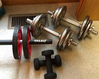 Dumbbells/weights.