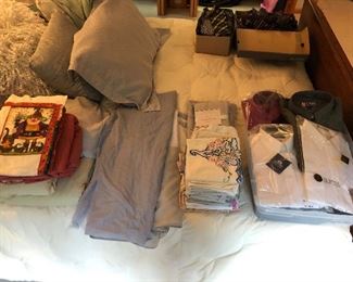 New men’s collared shirts; nice linens throughout.