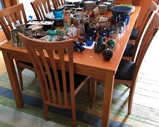 Dining table and chairs, Danish or similar.