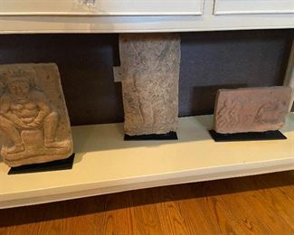 Heavy stone Aztec sculptures.  All three. $225