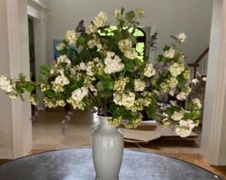 GRAND FAUX FLOWERS in vase.  Was tres’ expensive.   Ask $150
