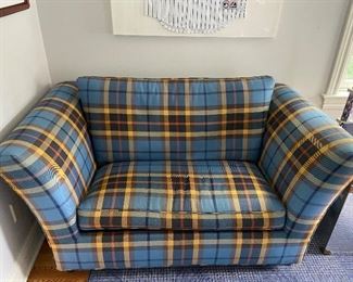 Come on.   Plaid chair sleeper sofa.  I can’t say enough how much I love it.  61 long x 35 deep x 32 high.  $400