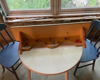 Lisa table and 2 chairs and cute shelf. $50 all 