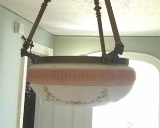LIght fixture with painted shade Antique