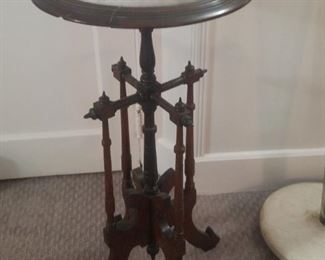 Antique marble top table plant stand