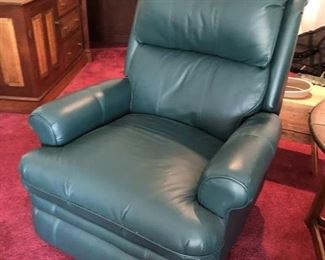 Green "leather" recliner, we also have a Navy Recliner too!